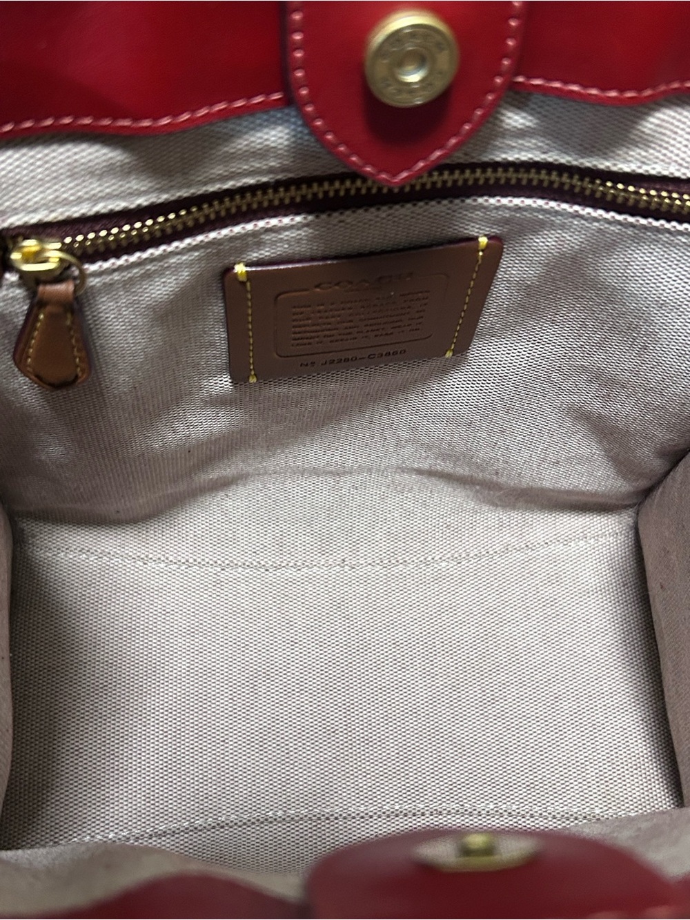 COACH Field Tote 22 Upwoven Leather & Smooth Leather in Brick Red w/XBody Strap - Picture 6 of 10